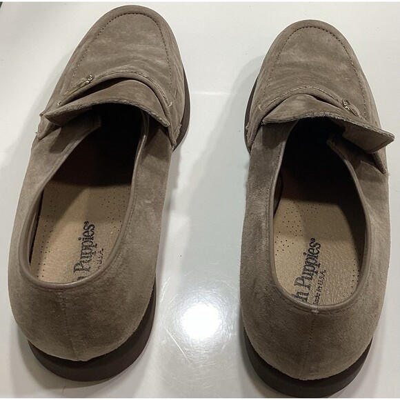 Vintage 70s Hush Puppies Men’s Suede Loafers Made in USA Taupe Buckle SlipOn 9.5 main image 5